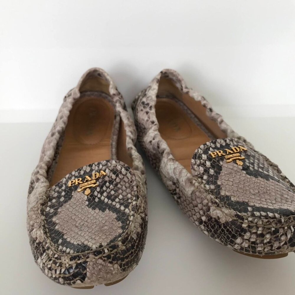 Prada Python Snake Embossed Scrunch Moccasin Loaf… - image 6